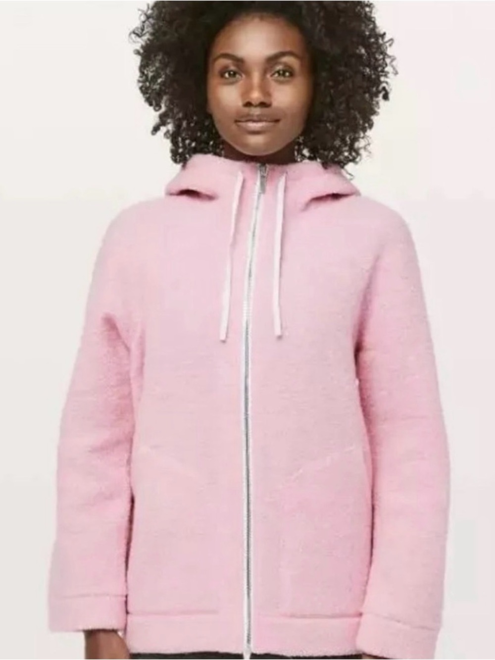 lululemon athletica Pink Plush Hooded Zip Jacket sherpa hoody as is size 6